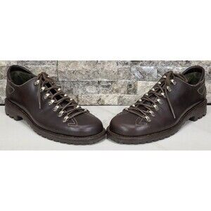 Donald J Pliner Ullock I20 Oxford Brown Leather Lace Up Lug Shoe Italy Mens 10.5